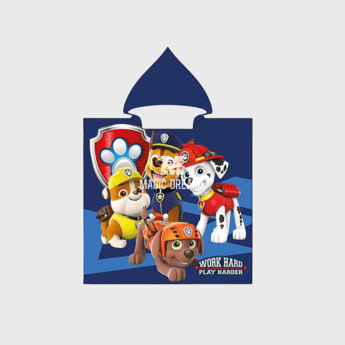 Poncho de Praia Com Capuz Microfibra Patrulha Pata 55x110cm