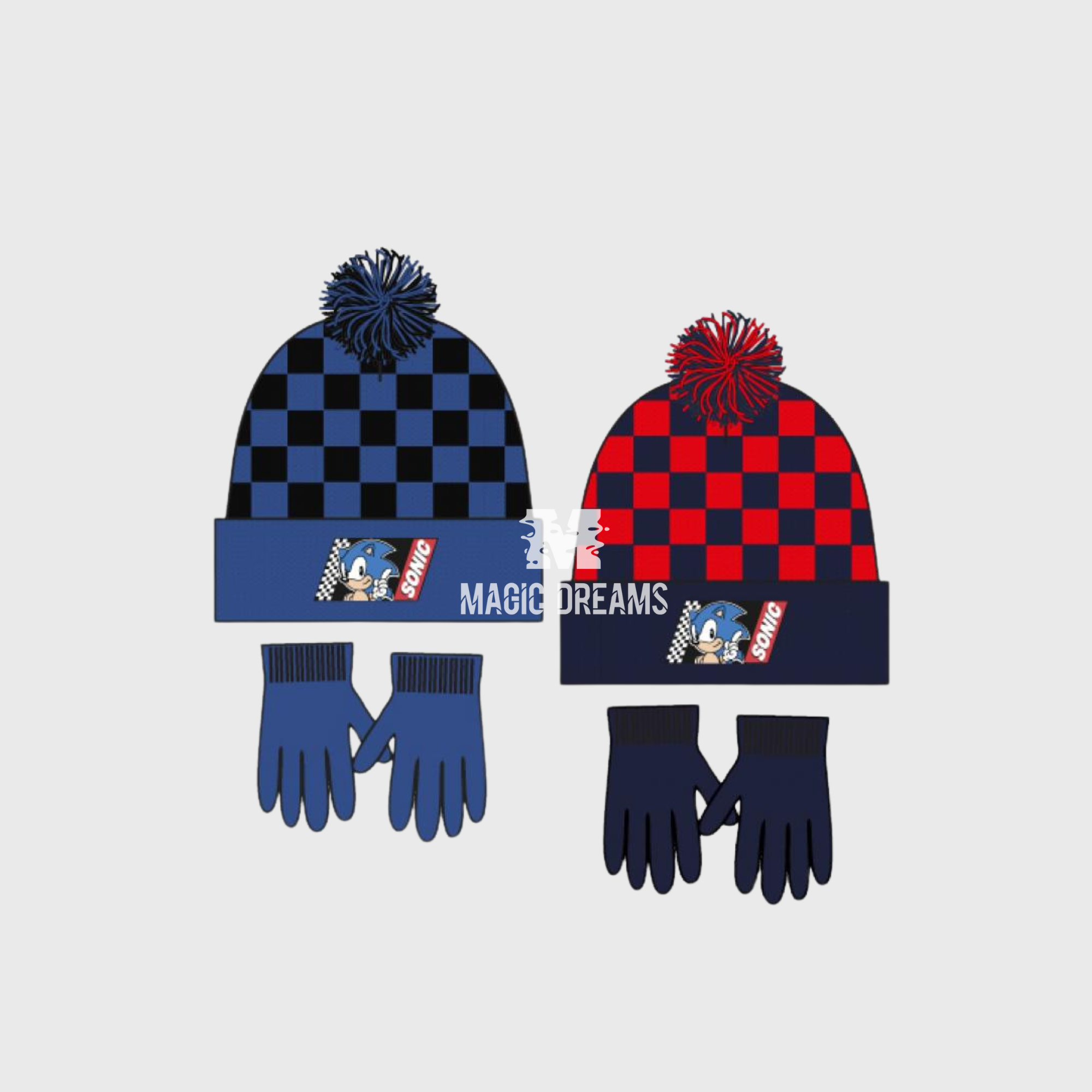 Conjunto de Gorro e Luvas Sonic