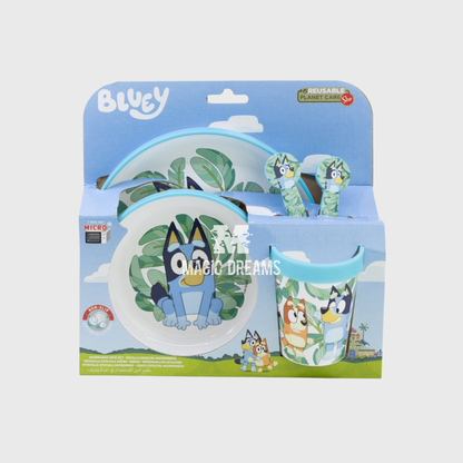 Conjunto de Refeição 5 Peças Antiderrapante Premium Bluey e Bingo