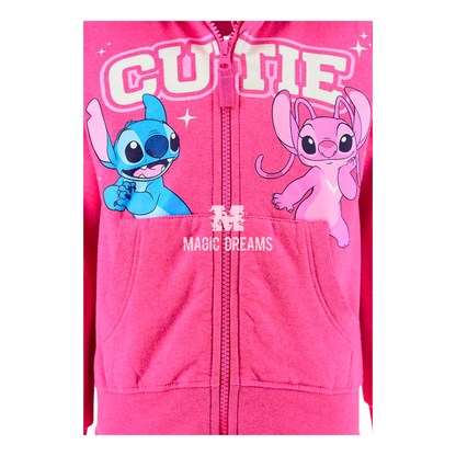 Fato de Treino com Calça e Casaco Com Capuz Stitch e Angel 3-8 anos