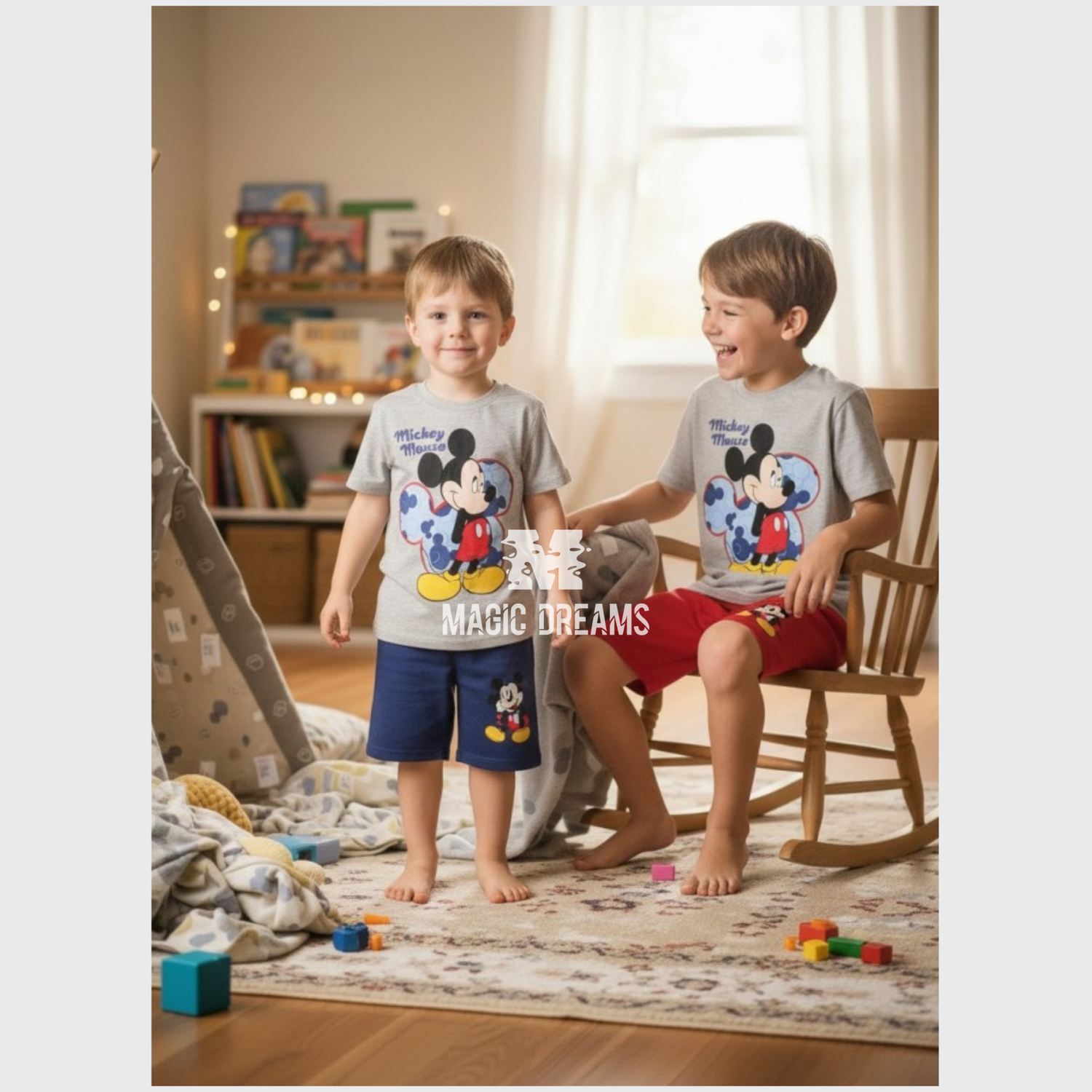 Pijama de Verão T-shirt + Calção Mickey Mouse Cor Sortida