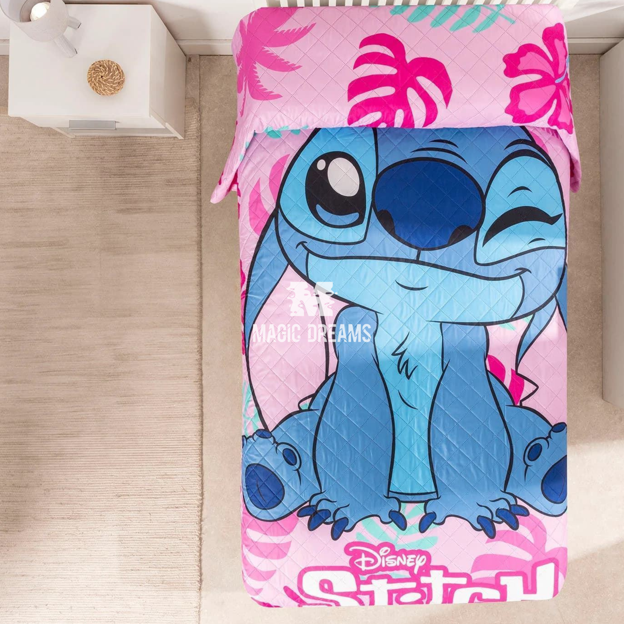 Colcha Infantil Stitch Rosa