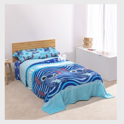 Jogo de Cama Coralina Stitch Azul