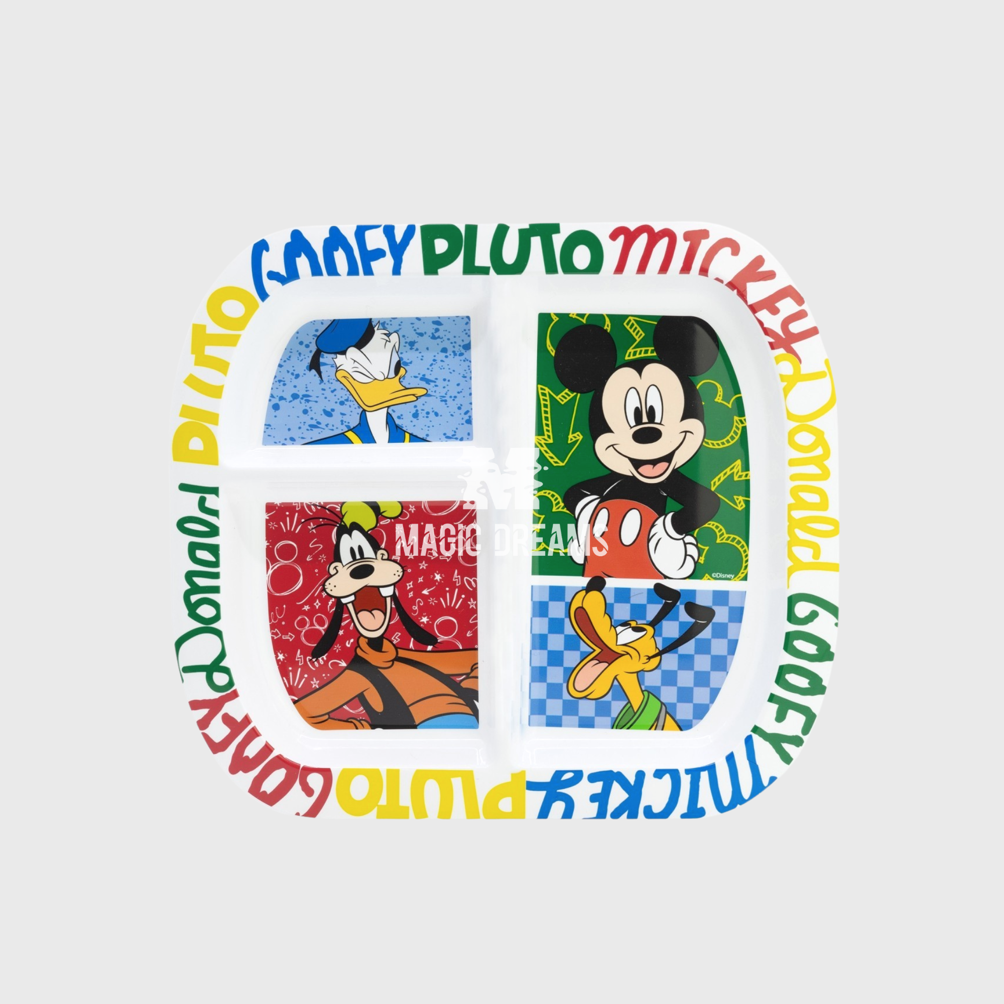 Prato Retangular Divisor Has Fun Mickey Mouse 4+