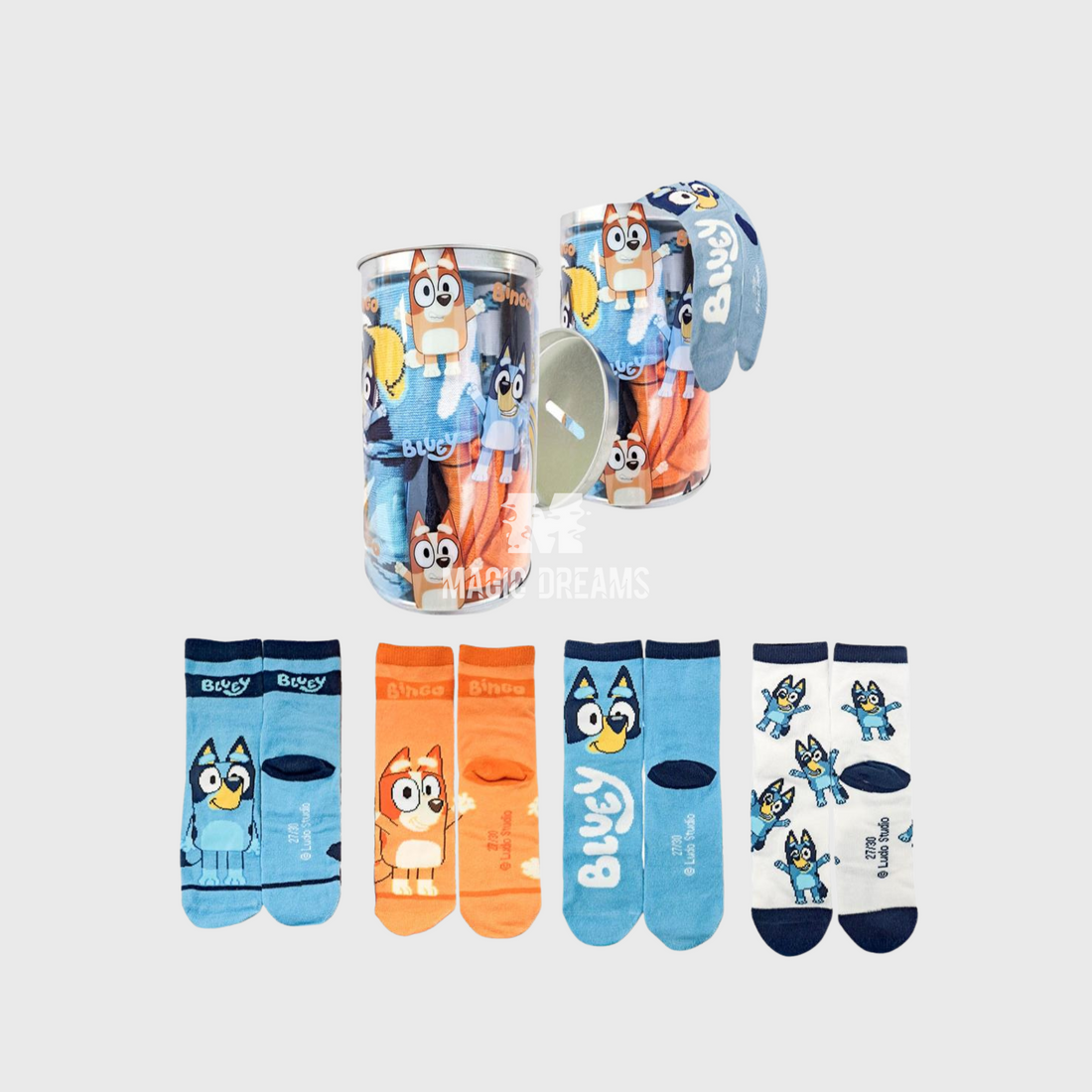 Pack 4 Meias Bluey e Bingo + Mealheiro Sortidas