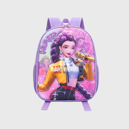 Mochila Pré-Escolar 3D Rumi Huntrix 30cm Lilás