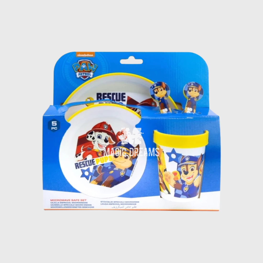 Conjunto de Refeição 5 Peças Antiderrapante Premium Patrulha Pata