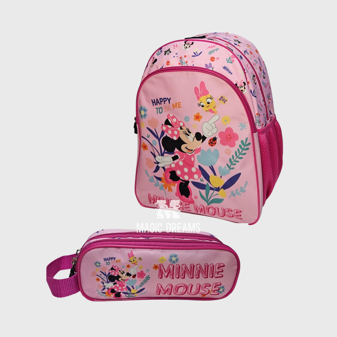 Conjunto Escolar Mochila Minnie Mouse + Estojo Duplo
