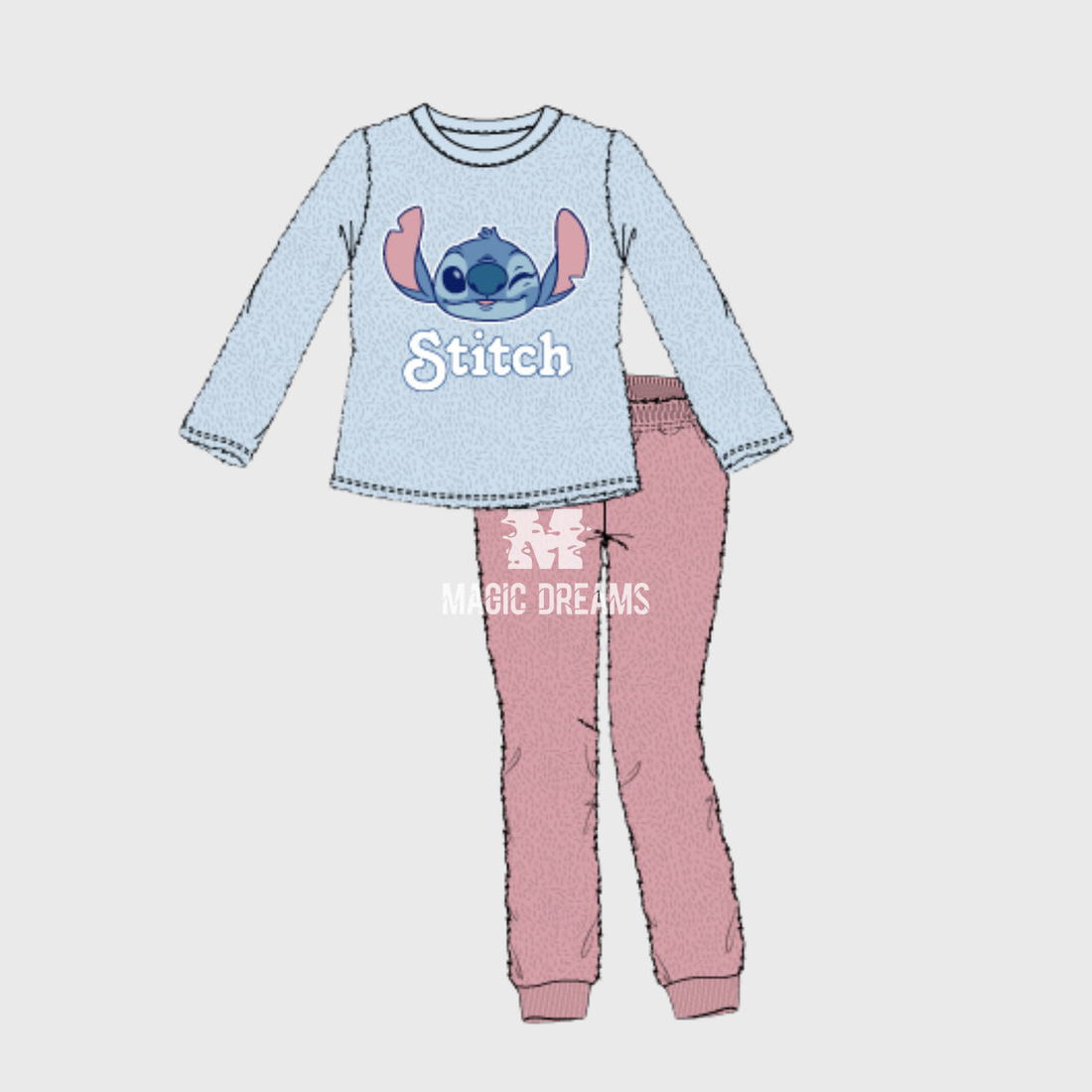 Pijama Longo Coralina Stitch Menina