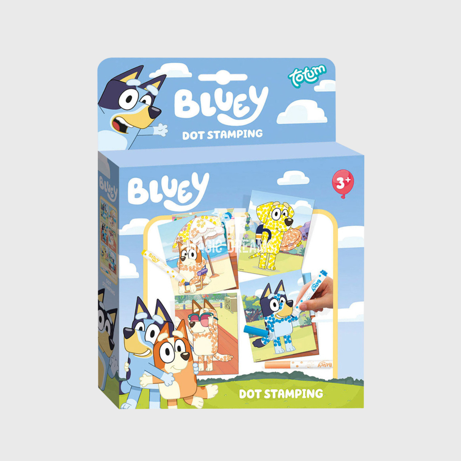 Set de Papelaria Carimbos e Colorir Totum Bluey com Moldes