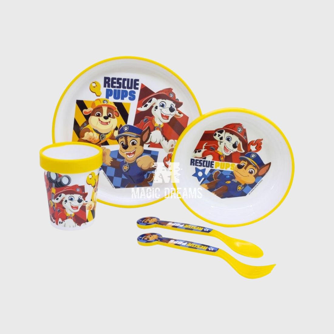 Conjunto de Refeição 5 Peças Antiderrapante Premium Patrulha Pata