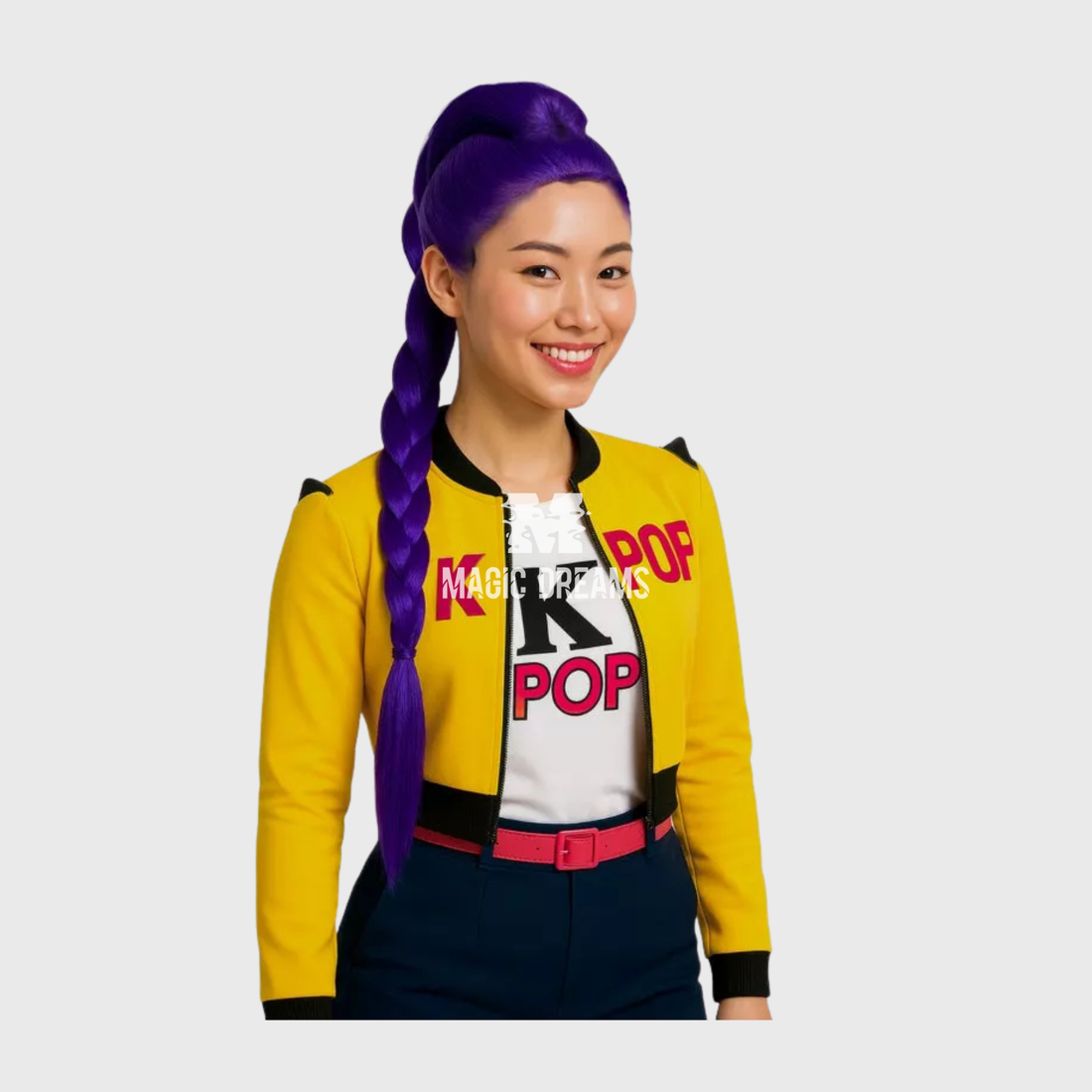 Peruca com trança lilás Guerreiras K-Pop