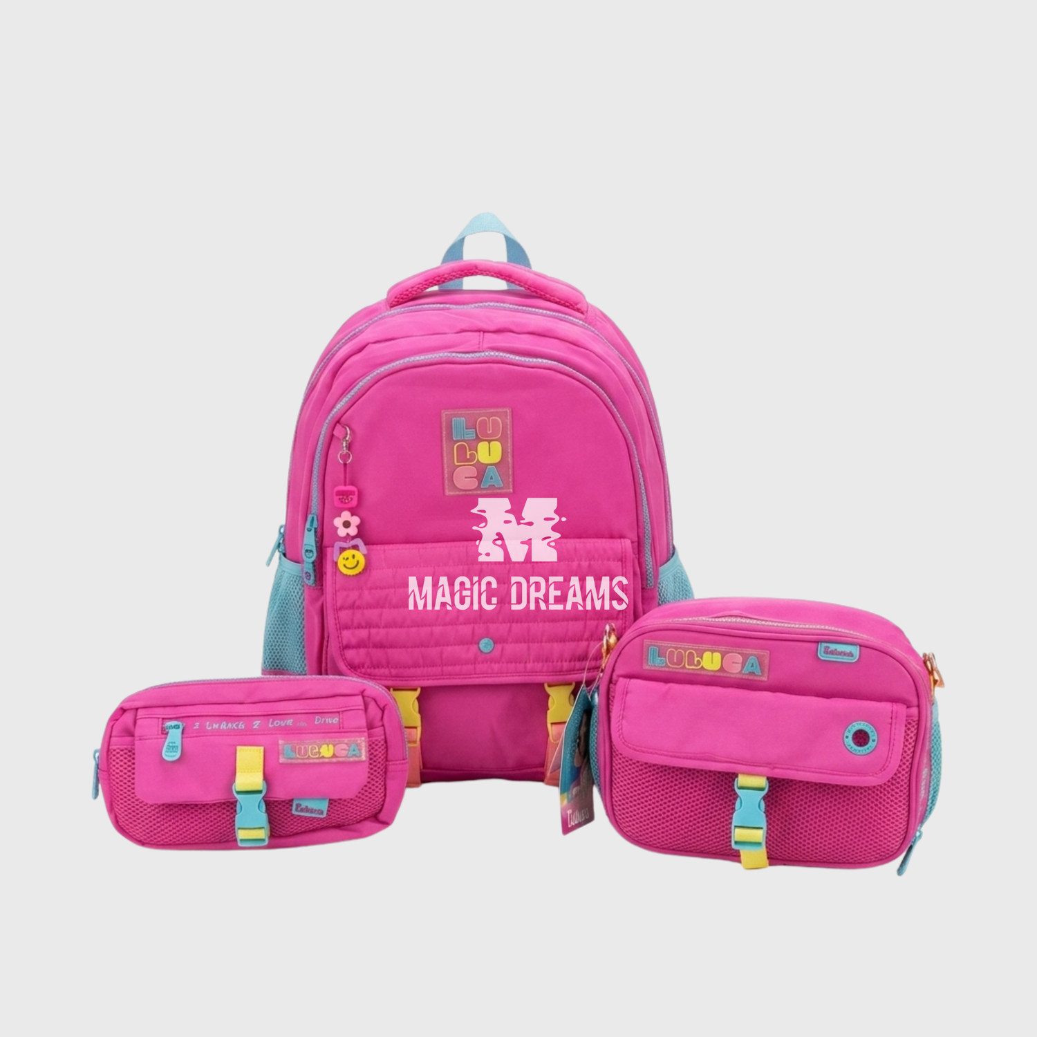 Conjunto Mochila Escolar + Porta-Lápis + Lancheira Térmica Luluca Rosa