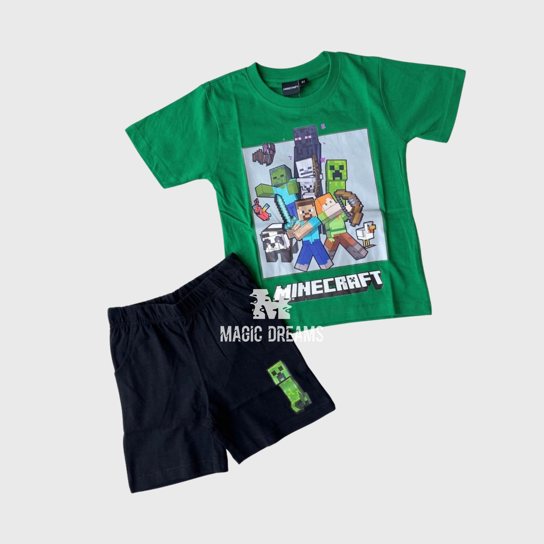Conjunto T-Shirt e Calções de Verão Minecraft 6-12 anos