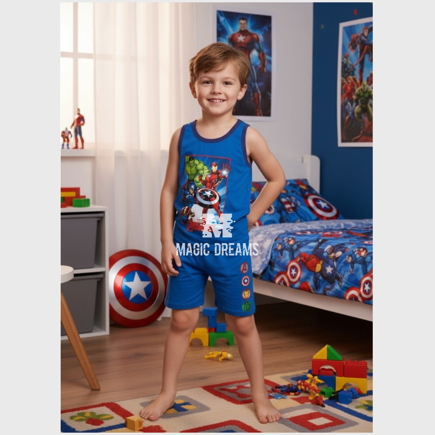 Pijama de Verão T-shirt + Calção Avengers Marvel