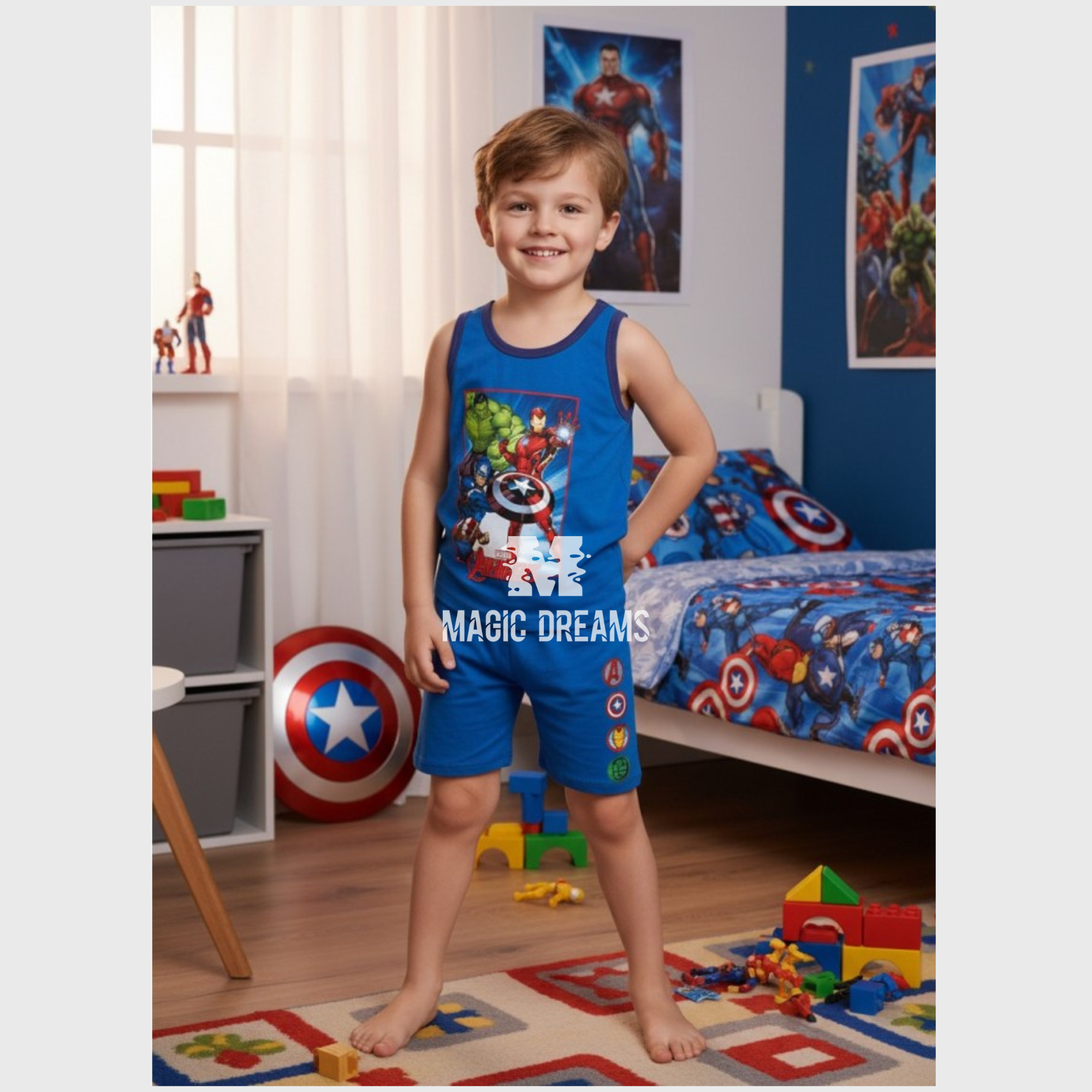 Pijama de Verão T-shirt + Calção Avengers Marvel