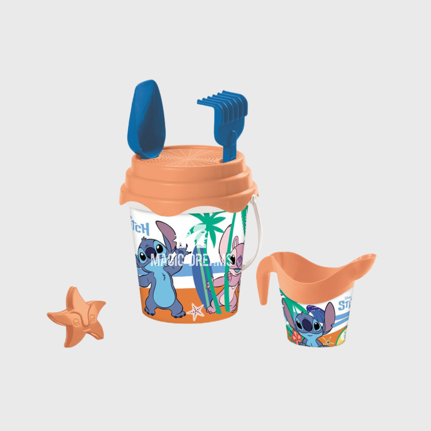 Balde de Praia com Jarro de Água e Acessórios Stitch e Angel Disney