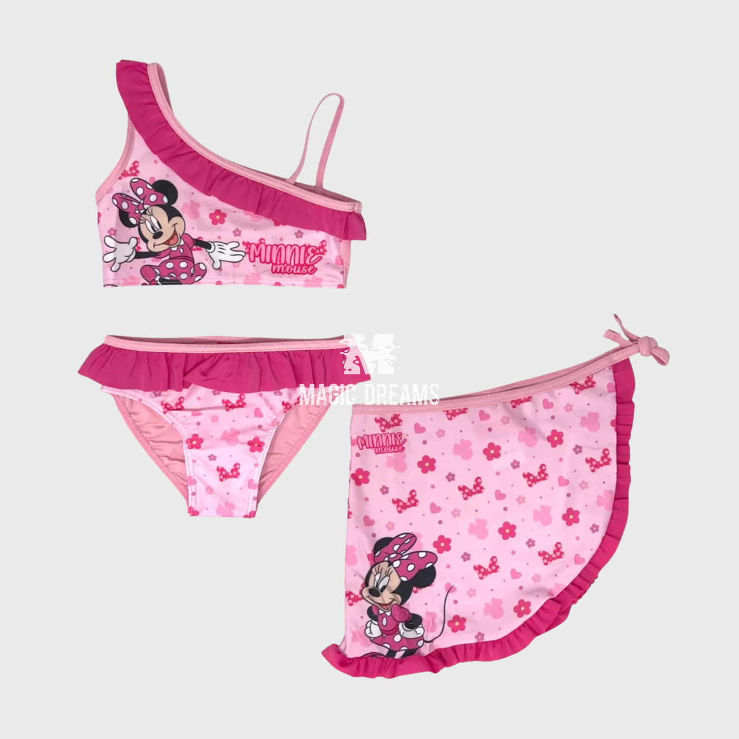 Conjunto de Biquini com Saia Minnie Mouse