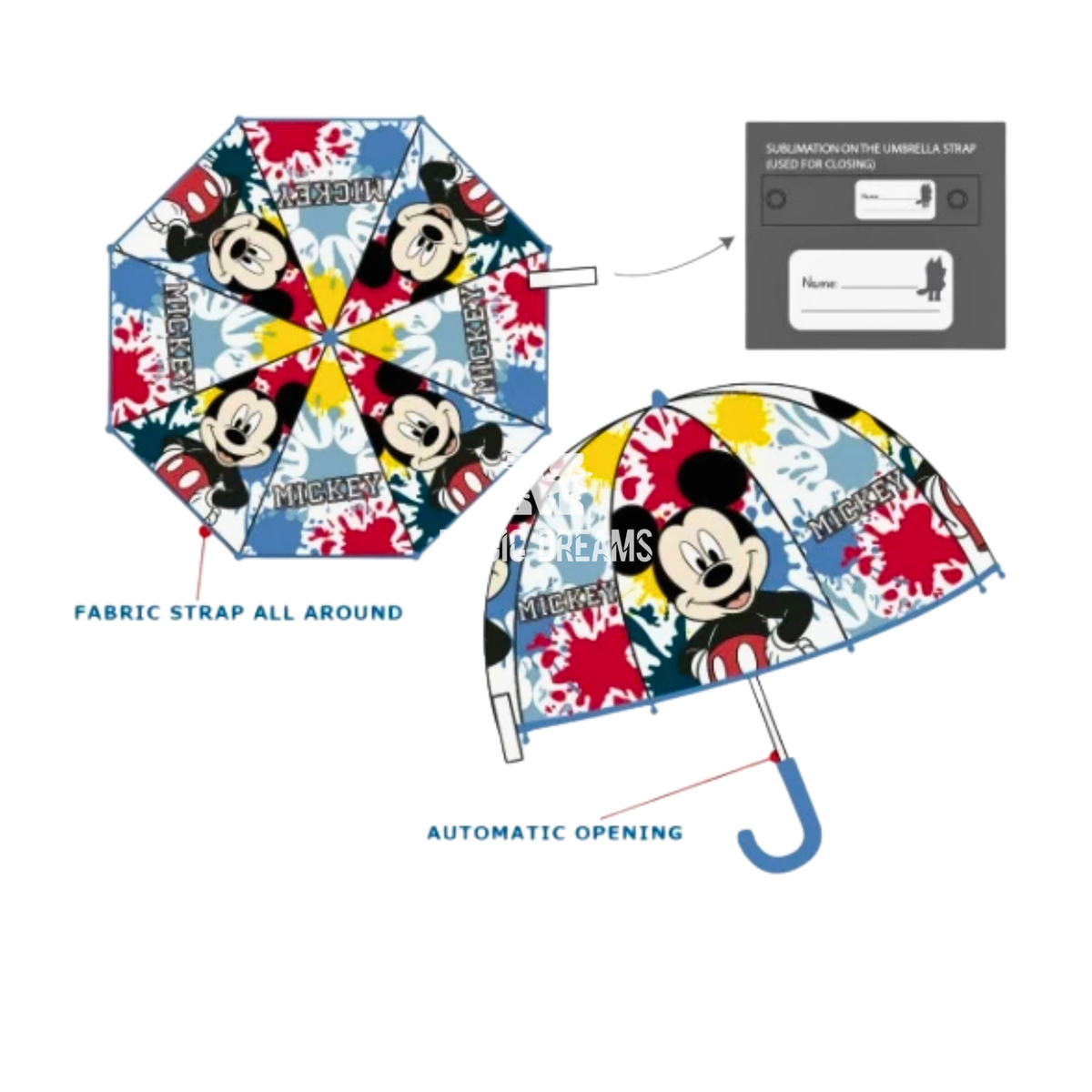 Guarda Chuva Infantil Automático Mickey Mouse
