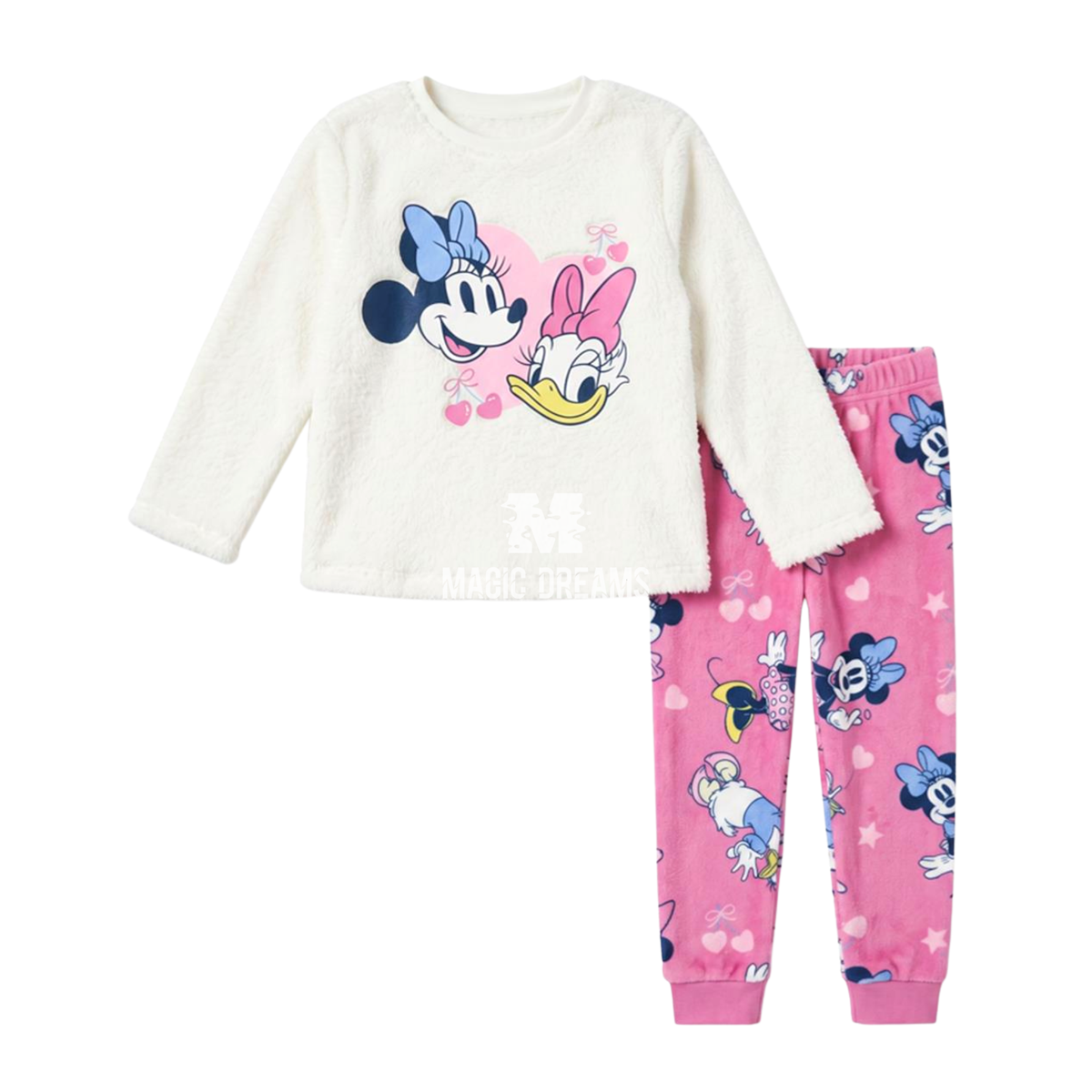 Pijama em Coralina Longo Minnie Mouse e Margarida (Daisy) 4-8 anos