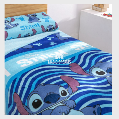 Jogo de Cama Coralina Stitch Azul