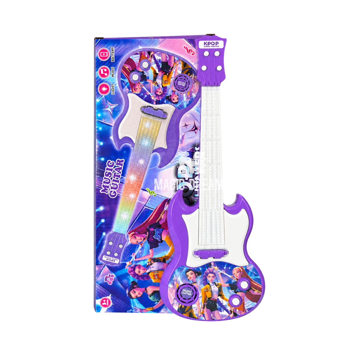 Guitarra Musical K-Pop Demon Hunters com Luzes e Música