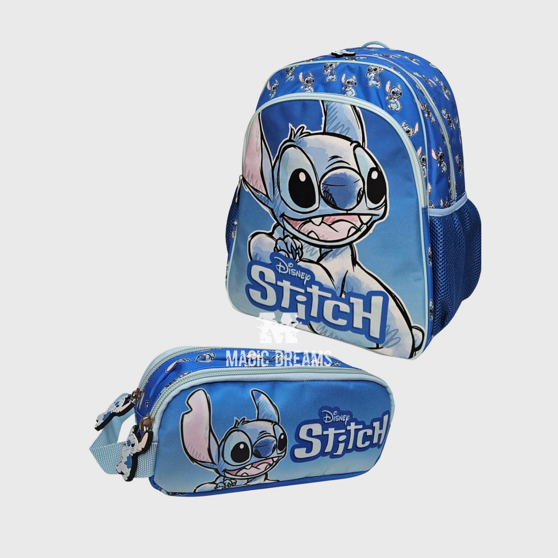 Conjunto Escolar Mochila Stitch + Estojo Duplo