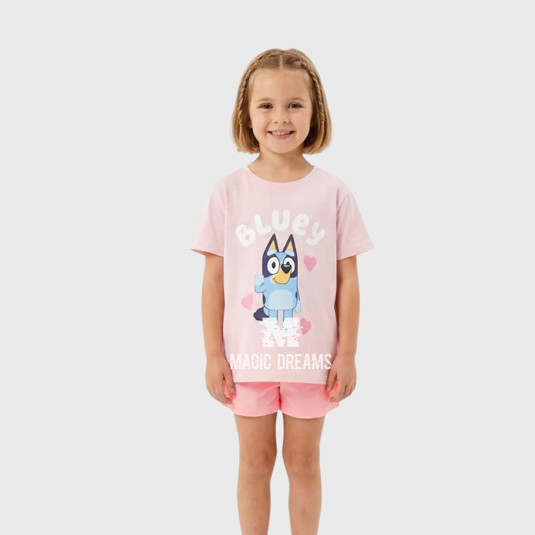 Pijama de Primavera/Verão Bluey e Bingo Rosa