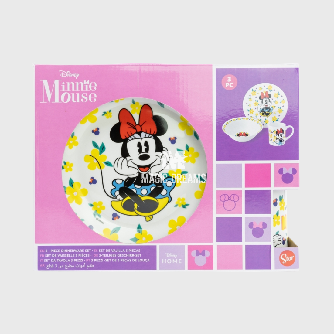 Conjunto de Refeição 3 Peças Cerâmica Minnie Mouse