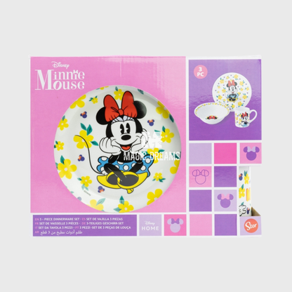 Conjunto de Refeição 3 Peças Cerâmica Minnie Mouse