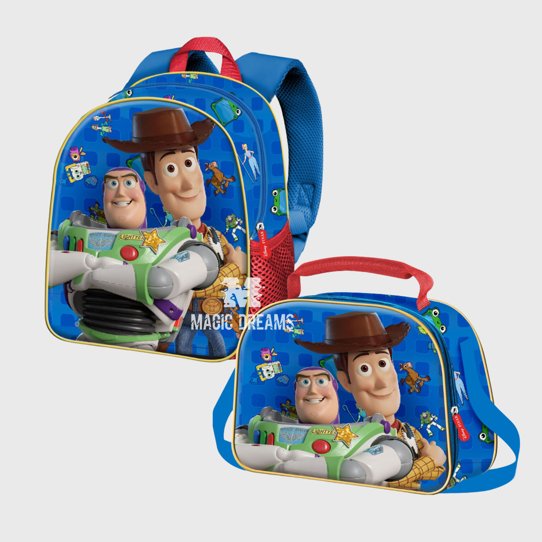 Conjunto Mochila Pré-Escolar 3D 31cm + Lancheira Térmica Friends Toy Story Disney Pixar