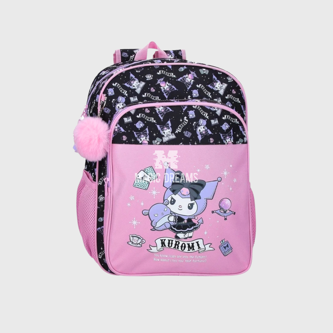 Mochila Escolar Kuromi 40cm SANRIO Fortune Telling Adaptável