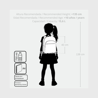 Mochila Escolar Kuromi 40cm SANRIO Fortune Telling Adaptável