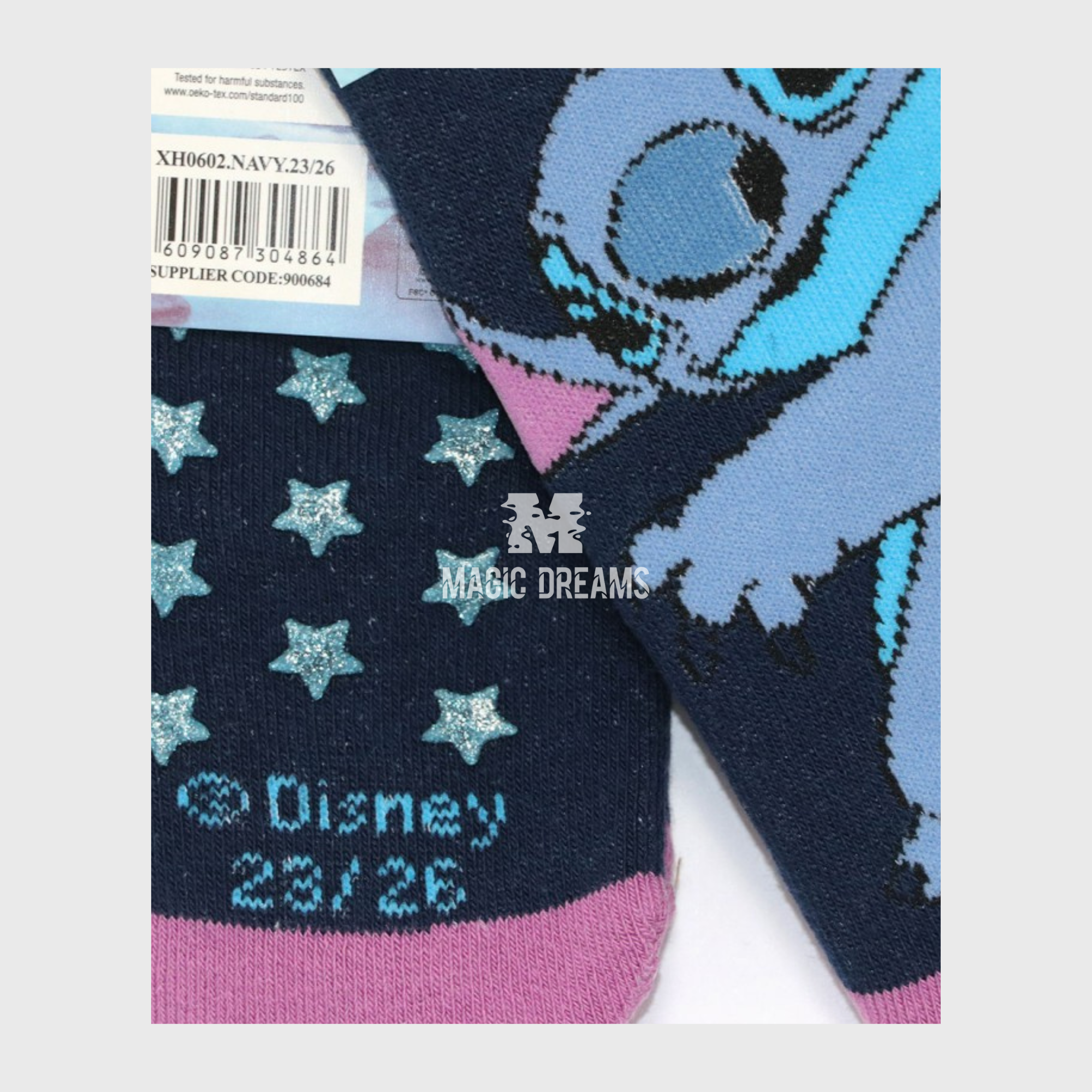 Par de Meias Lilo &amp; Stitch Azul Escuro Antiderrapantes