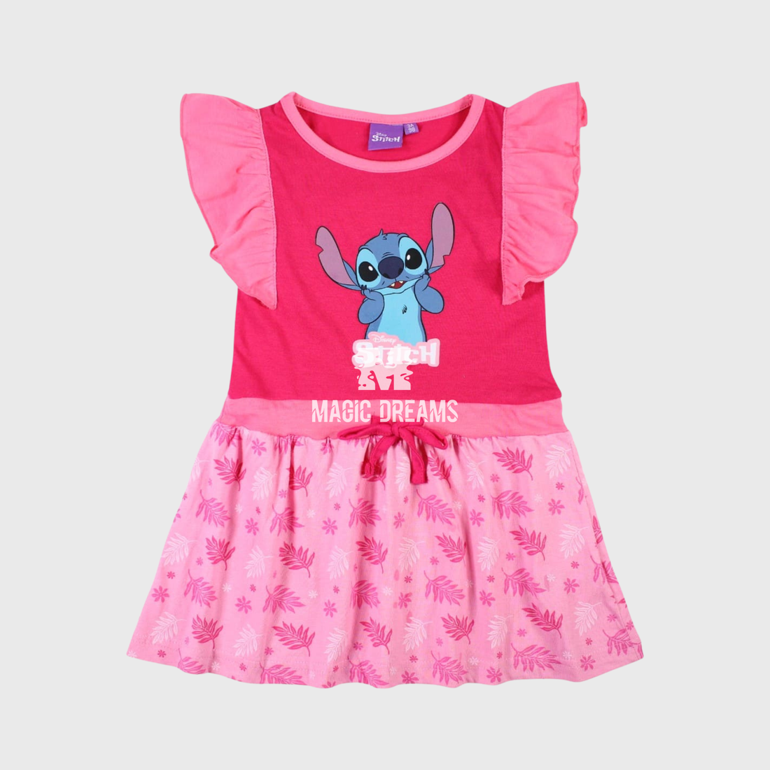 Vestido Manga Curta de Verão Stitch para Menina