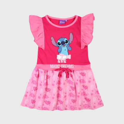 Vestido Manga Curta de Verão Stitch para Menina