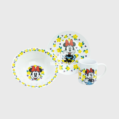 Conjunto de Refeição 3 Peças Cerâmica Minnie Mouse