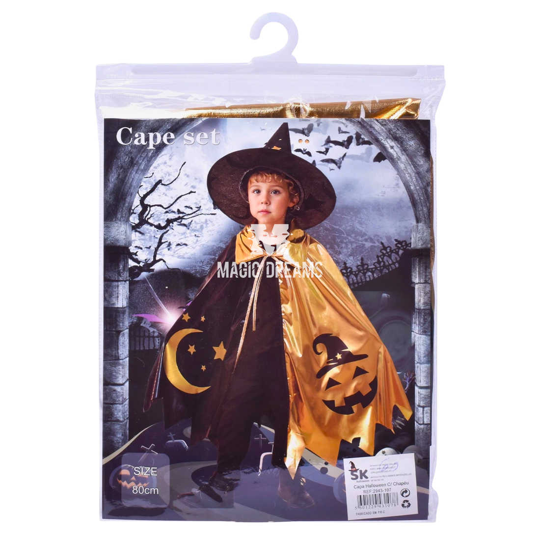 Capa Halloween com Chapéu 80cm