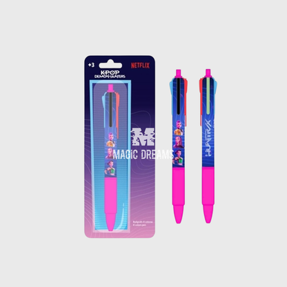 Caneta Retractil 4 Cores K-Pop Demon Hunters