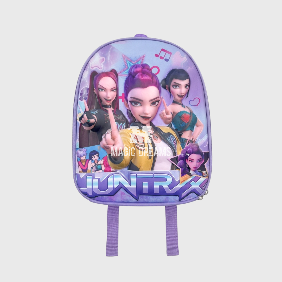 Mochila Pré-Escolar 3D Huntrix K-Pop Demon Hunters 30cm Roxo