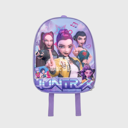 Mochila Pré-Escolar 3D Huntrix K-Pop Demon Hunters 30cm Roxo