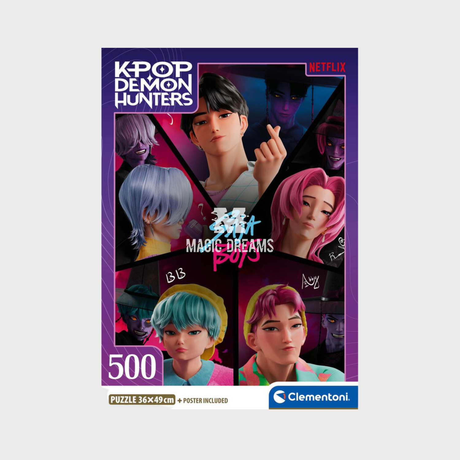 Puzzle + Poster Incluído Saja Boys K-Pop Demon Hunters 500 Peças