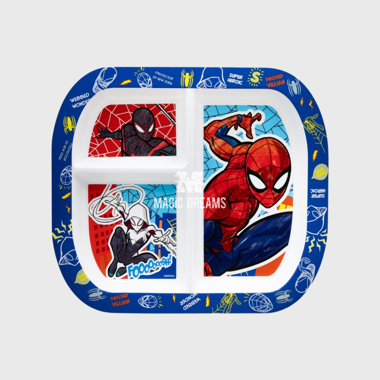 Prato Retangular Dividido Spiderman