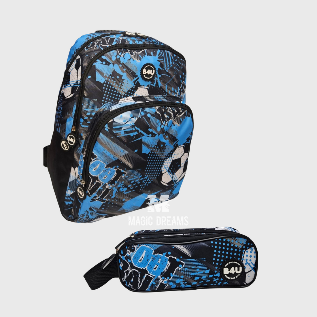 Conjunto Escolar Mochila Football + Estojo Duplo B4U