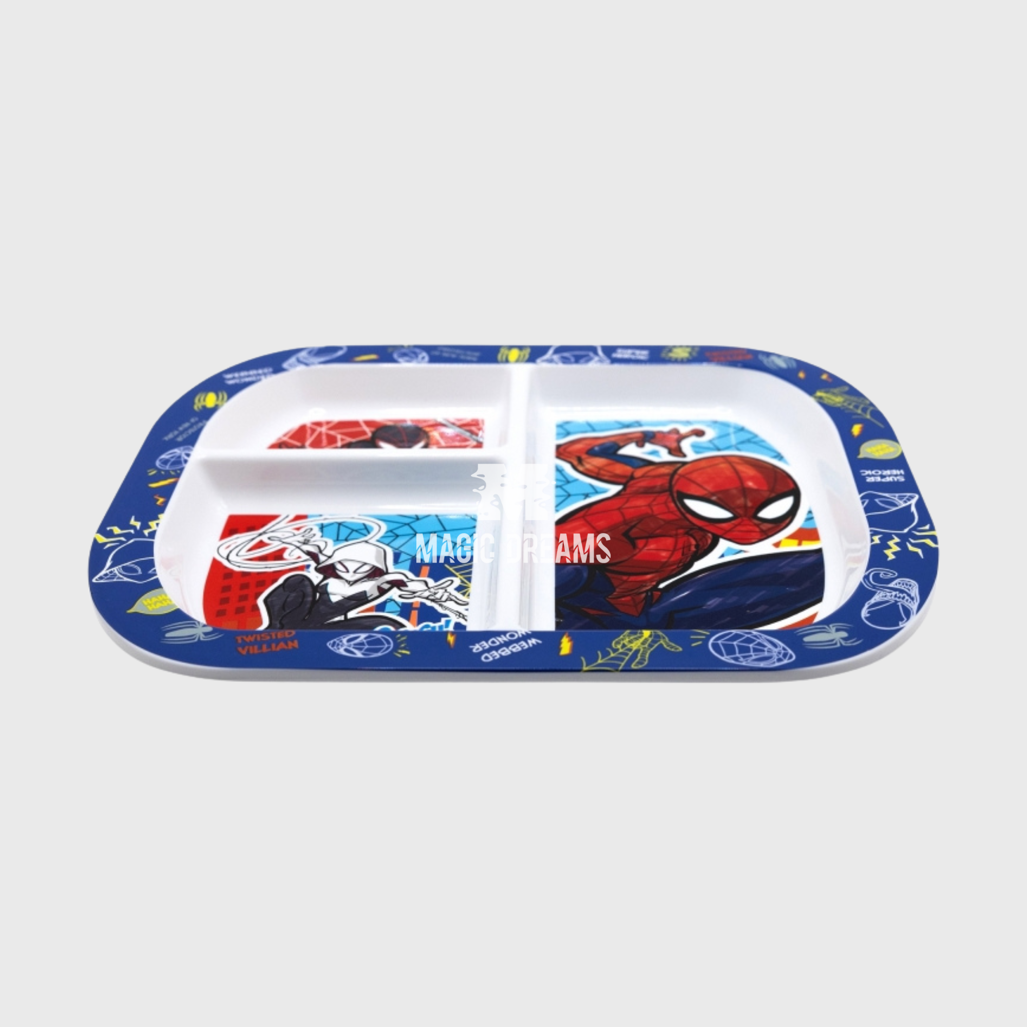 Prato Retangular Dividido Spiderman