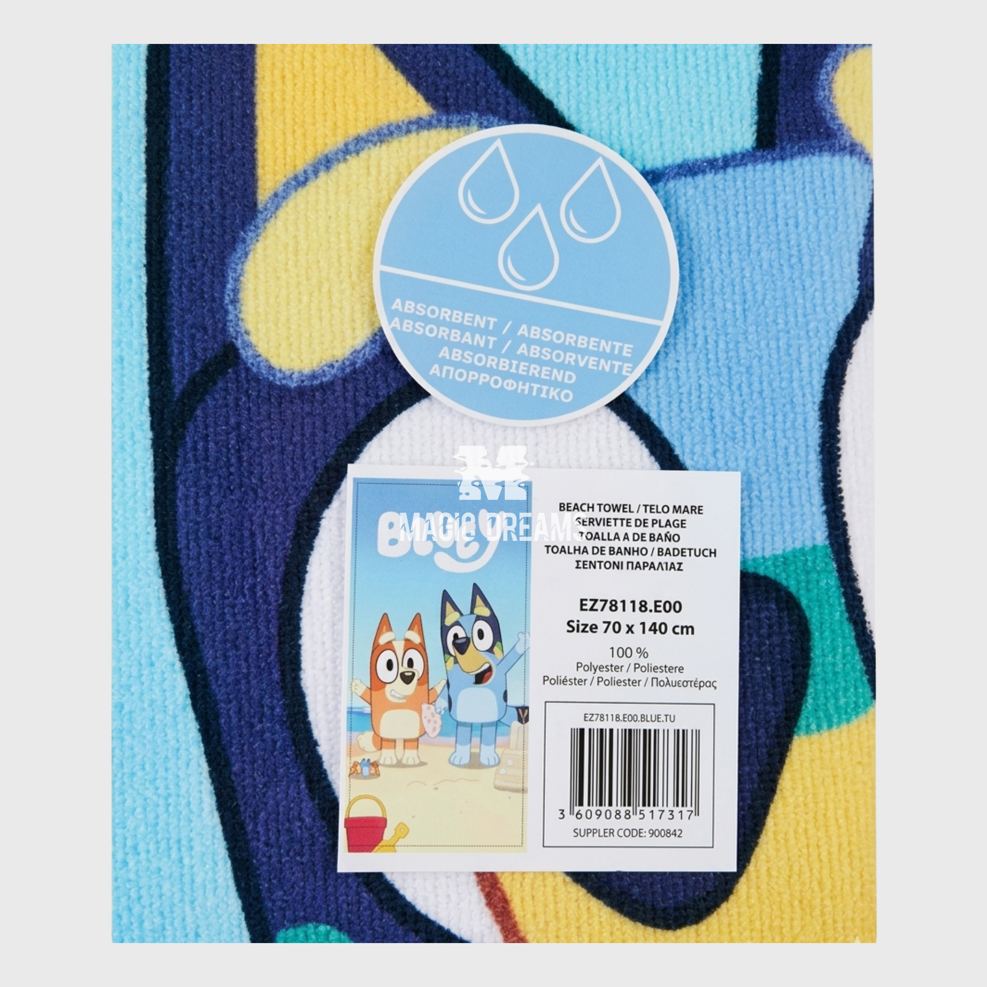 Toalha de Praia Bluey e Bingo Microfibra 70x140cm