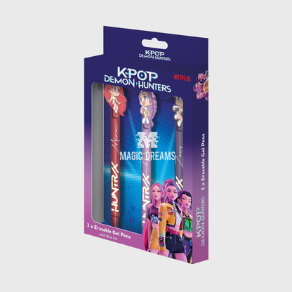 Set de Papelaria 3 Canetas Apagáveis K-Pop Demon Hunters