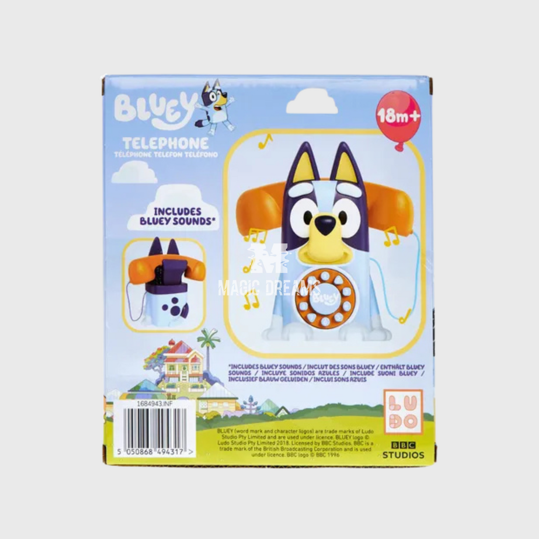 Telefone de Brinquedo Interativo com Sons e Melodias Bluey 18M+