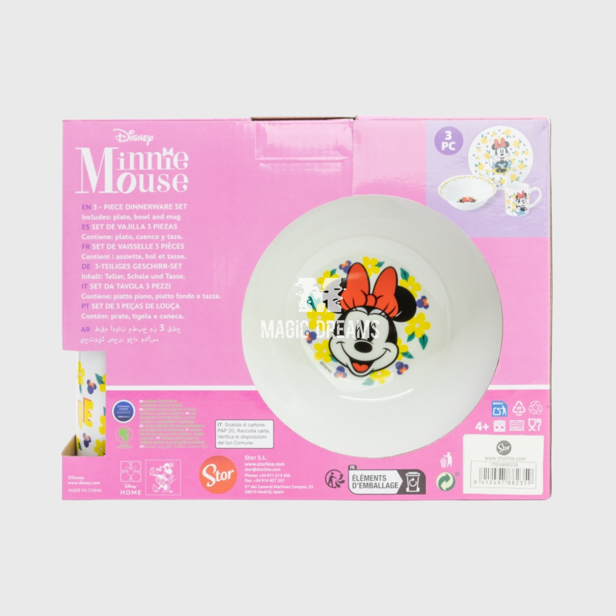 Conjunto de Refeição 3 Peças Cerâmica Minnie Mouse