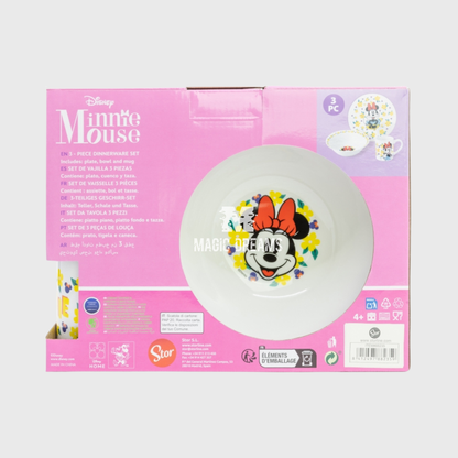 Conjunto de Refeição 3 Peças Cerâmica Minnie Mouse